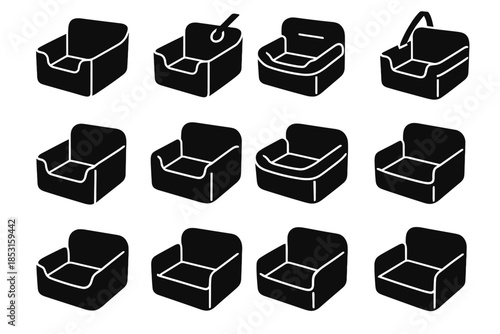 Backseat panel icon seat side stabilizer pad base bolster vector line pet