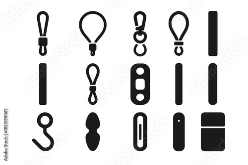 Icon plate attachment connector panel segment item secure lanyard loop wrist vector