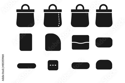 Piece icons fold arc fabric tote edge base vector tile pad icon