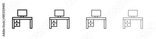 Workspace icons, Set of linear icons. Black linear palm icons