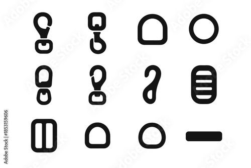 Icon leash narrow curved smooth plate vector tile icons small connector latch