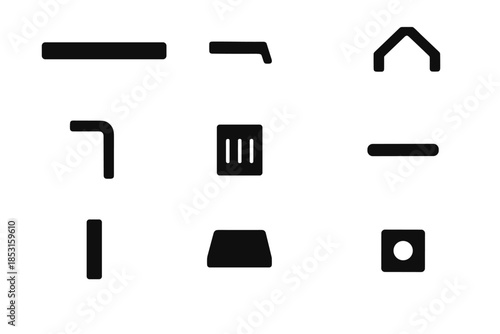 Icon vector modern segment ridge contour slab frame brace support rail tile