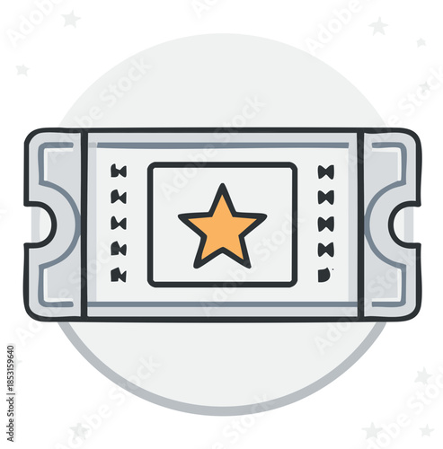 Ticket with Star Icon for Entertainment Event Entry or Admission