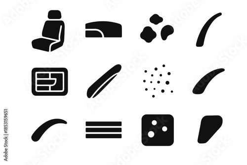 Contour panel small icon tile car outline curve arc interior slab vector