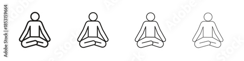 Yoga posture icons, Set of linear icons. Black linear palm icons