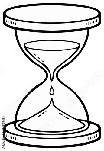 Hourglass sketch with sand flowing measuring passage of time concept for deadline or urgent design element.