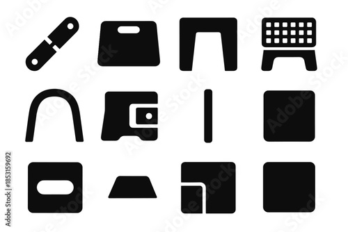 Strip icon panel slab vector brace stool bar foldable support piece