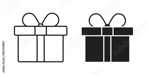 Gifts icons. thin line and glyph vector icons pack on white background
