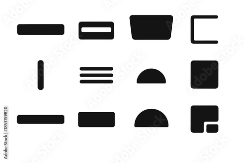 Strip line vector icon small bar divider organizer arc contour section set