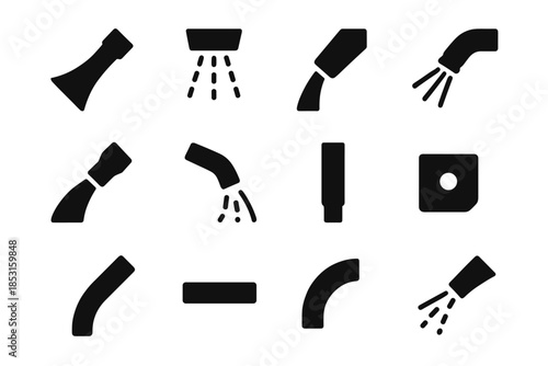 Contour segment plate vector spray smooth grid tapered jet icon nozzle
