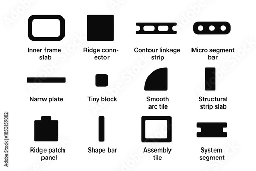 Inner components icon tile earphone connector slab vector case strip segment narrow