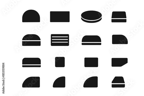 Case segment lid tile icon strip curve vector panel block ridge