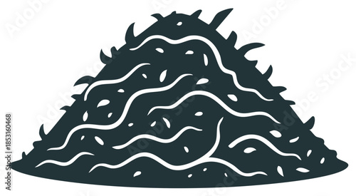 Simple graphic silhouette of a garden compost pile with organic matter