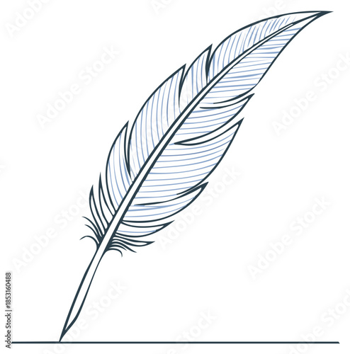Elegant feathered quill pen illustration for writing concept or antique design