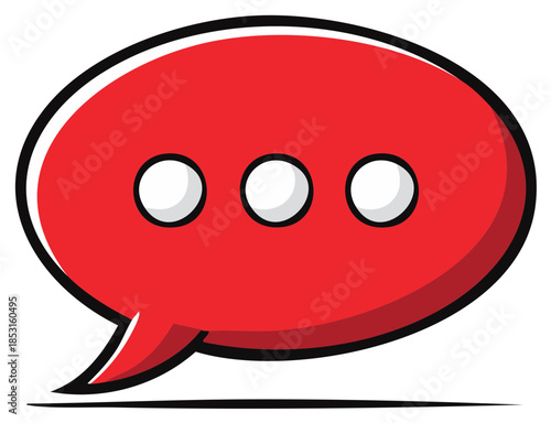 Red Speech Bubble with Three Dots Indicating Conversation or Thought