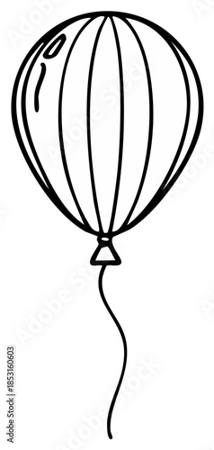 Simple Outline of a Single Balloon with a String Hand Drawn Style