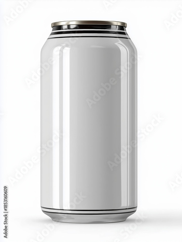 Blank white aluminum can for composite on a white background.