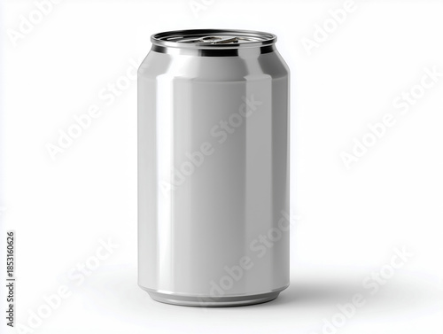 Blank white aluminum can for composite on a white background.