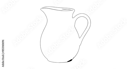 Simple minimalist line drawing of a ceramic pitcher jug on a white background.