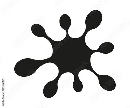 Ink stain. Silhouette of a blot. Black ink spot, creates a splash effect. Spot with irregular edges on a white background. Vector illustration