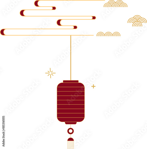 Chinese Cloud And Lantern Line Ornament