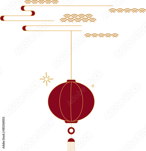 Chinese New Year Lantern And Cloud Decoration