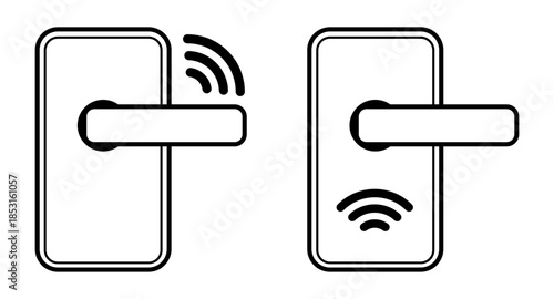Smart wireless door lock icon. Housing security through modern technologies. Vector illustration