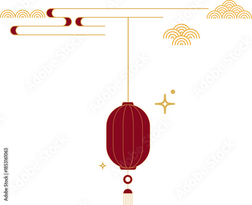 Chinese Cloud Line Ornament With Hanging Lantern