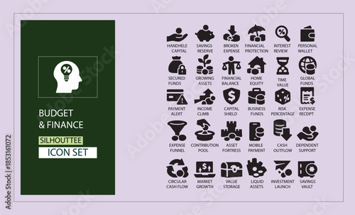 A detailed eps icon set focused on budget and financial management concepts expertly designed in illustrator