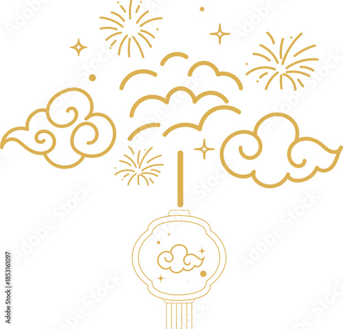 Chinese Cloud And Lantern Line Ornament