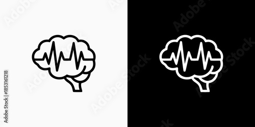 Brain pulse wave line vector design in a modern, simple, clean, and abstract style. Icon for business, research, health, and science.