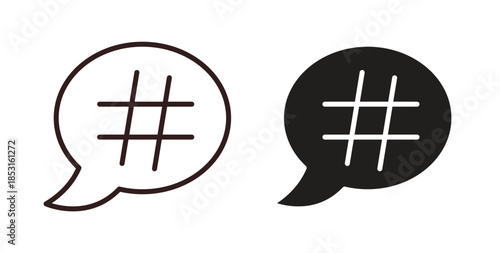 Hashtag icons. thin line and glyph vector icons pack on white background
