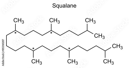 Squalane, chemical structure of squalane, drug substance