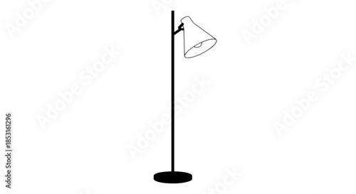Minimalist lamppost with a single light fixture against a plain backdrop.