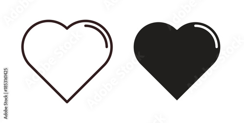 Heart icons. thin line and glyph vector icons pack on white background