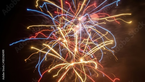 Vibrant fireworks display in the night sky