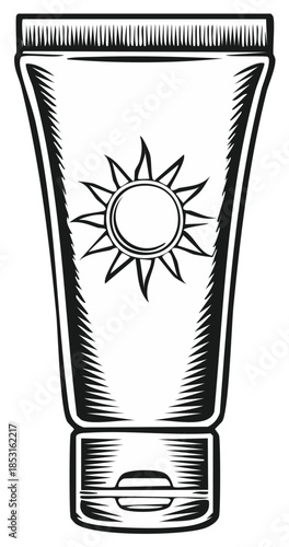Engraved Style Sunscreen Tube with Sun Symbol for Summer Beach Protection