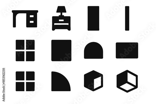 Home smooth block room icon trim segment subtle vector shape slab modern