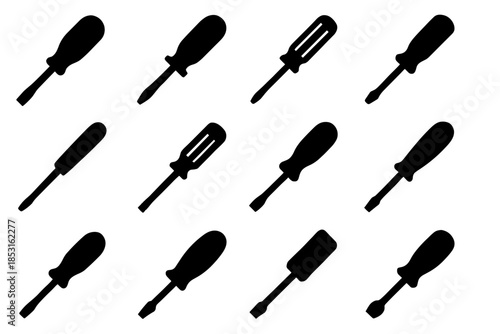 Curve vector screwdriver narrow icon arc smooth tiny block handle set ridge