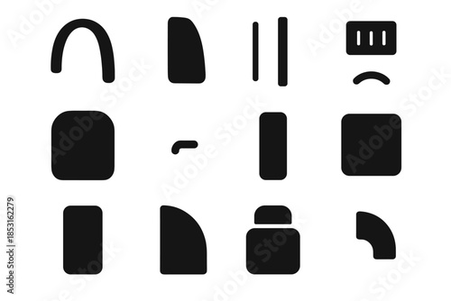 Slab vector strap arc backpack icon segment panel seam outline block grid