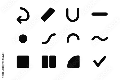 Modern shape motion slab subtle mark narrow icon open vector icons micro