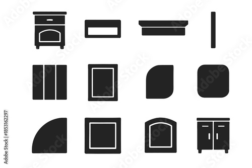 Subtle arc vector smooth modern ridge icon tile bar cabinet unit