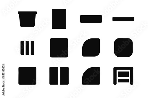 Tile corner vector icon modern tiny bin smooth contour tall outline storage