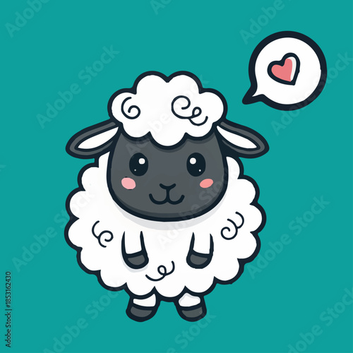Cute cartoon sheep vector illustration character suitable for farm and animal themed designs