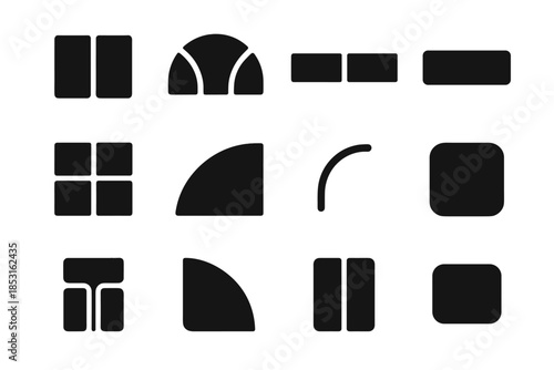 Micro modern slab block ridge icon vector unit segment shape tile grid