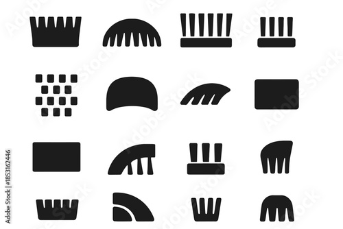 Vector icon notch segment smooth bristle dense piece slab comb grid narrow