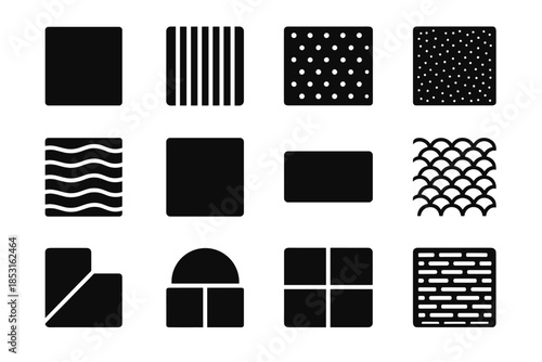 Material finish narrow icon dotted panel tile block black vector micro slab