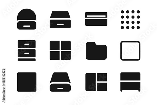 Grid vector storage icon icons cluster micro tile stroke panel shape tiny