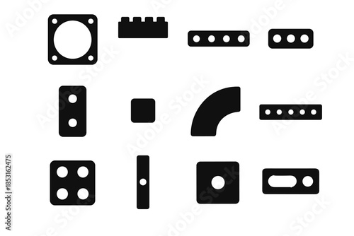 Linkage vector components fan contour icon desk bar segment block structural tile