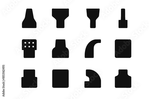Tile vector nozzle tip micro vent collection arc icon tiny tapered strip